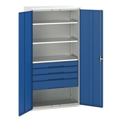 Bott 2 Door, 4 Drawer Sheet Steel Floor Standing Cupboard, Blue and Grey 2m Height 1.05m Width 550mm Depth 16926576.11