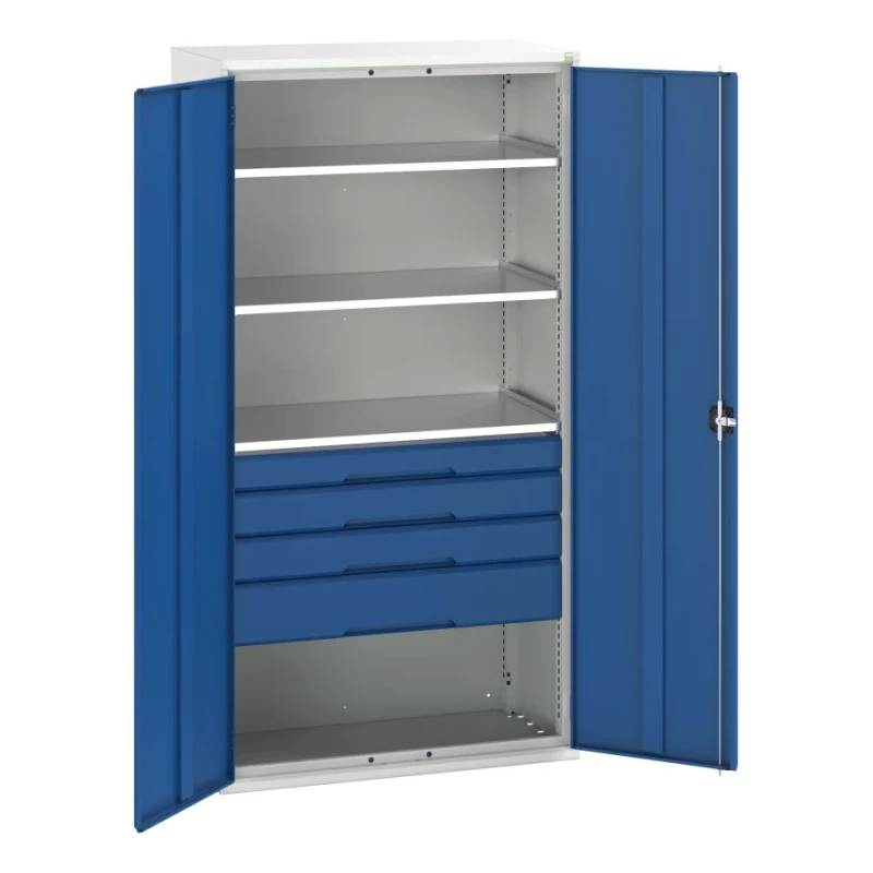 Bott 2 Door, 4 Drawer Sheet Steel Floor Standing Cupboard, Blue and Grey 2m Height 1.05m Width 550mm Depth 16926576.11