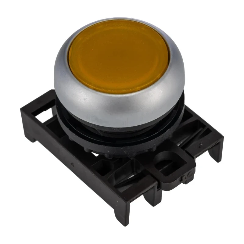 Eaton RMQ Titan M22 Series Yellow Maintained Round Push Button Head 22mm Cutout IP69K 78635809 M22-DRL-Y+M22-A