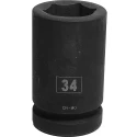 RS PRO 34 mm Deep Impact Socket 1 in Square Drive Chrome Molybdenum Steel Blackened Finish 137-0941