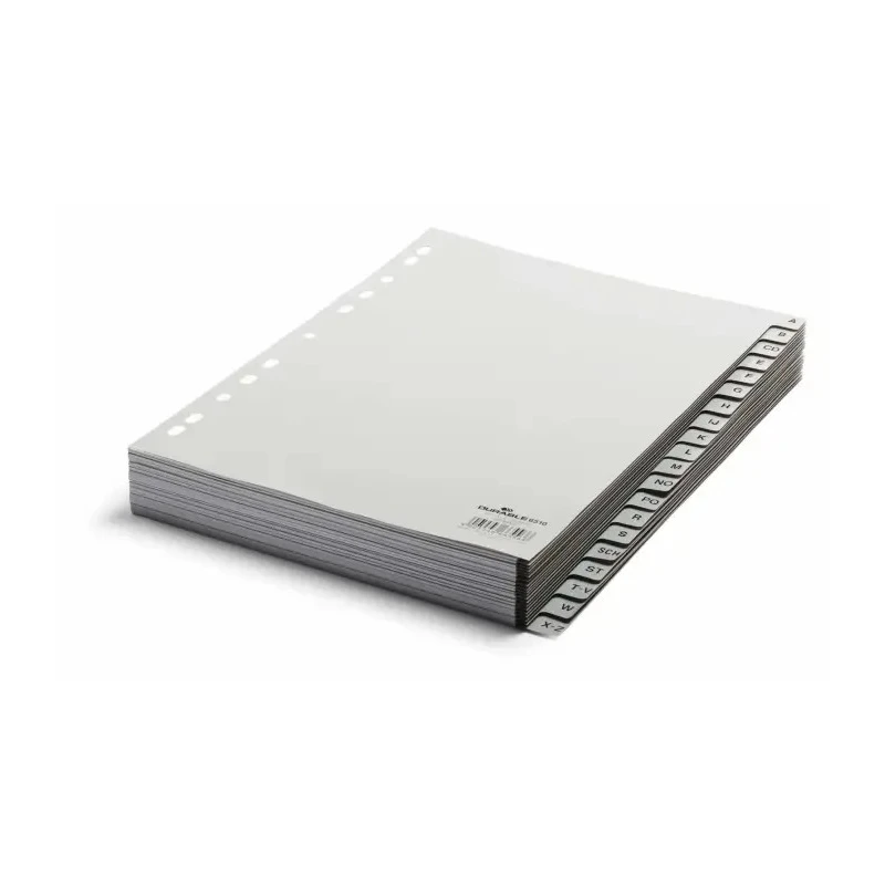 Durable Grey A4 File Divider 20 Tabs A-Z Preprinted Polypropylene 297 x 215/230 mm 6510-10