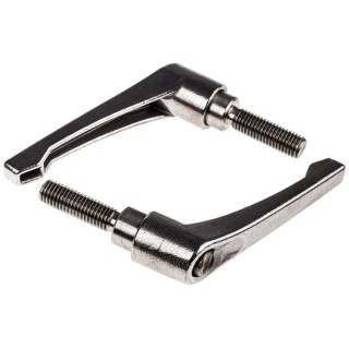 RS PRO Stainless Steel Clamping Lever M12 Thread x 40 mm Insert Length, Polished Handle, 92 mm Total Length 144-3620