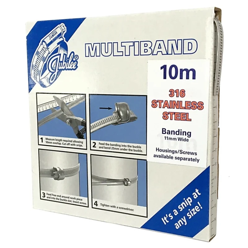 Jubilee Stainless Steel Hex Screw Banding Kit 11mm Width, 40mm - 1m Inside Diameter MB1901