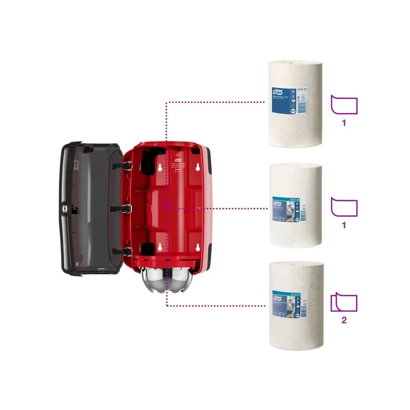 Tork Plastic Red Wall Mount Paper Towel Dispenser, 172 mm x 333 mm x 193 mm 658008