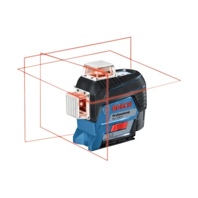 Bosch 650 nm Red Line Laser Level with 3 Lasers, 360° Beam Coverage, IP54 Waterproof, Self-Levelling, 30 m Range 0601063R00