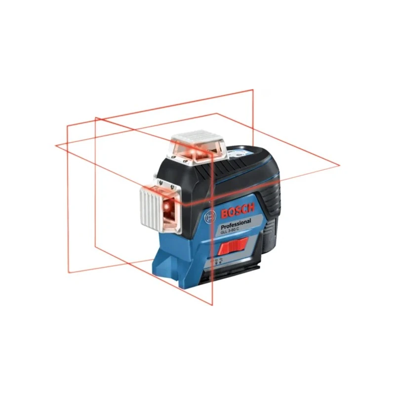 Bosch 650 nm Red Line Laser Level with 3 Lasers, 360° Beam Coverage, IP54 Waterproof, Self-Levelling, 30 m Range 0601063R00