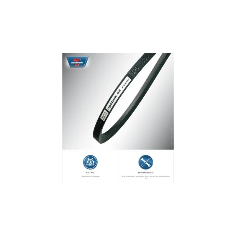 OPTIBELT High Capacity Rubber Wedge Belt SPZ 2120, 9.7 mm Width, 2133 mm Outside Length, 2082 mm Inside Length
