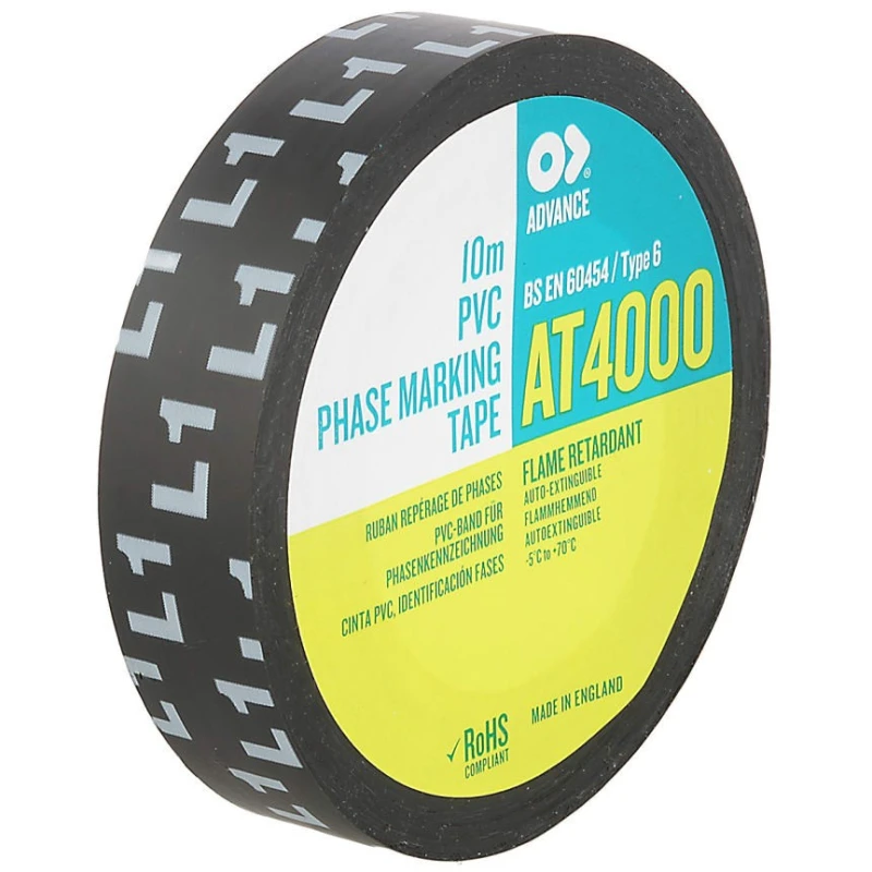 Advance Tapes Black Polyvinyl Chloride Electrical Tape 15mm Width 10m Length AT4000
