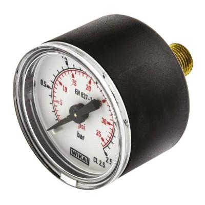 WIKA 40 mm Plastic Case Pressure Gauge 2.5 bar, White Dial, Back Entry 7833500