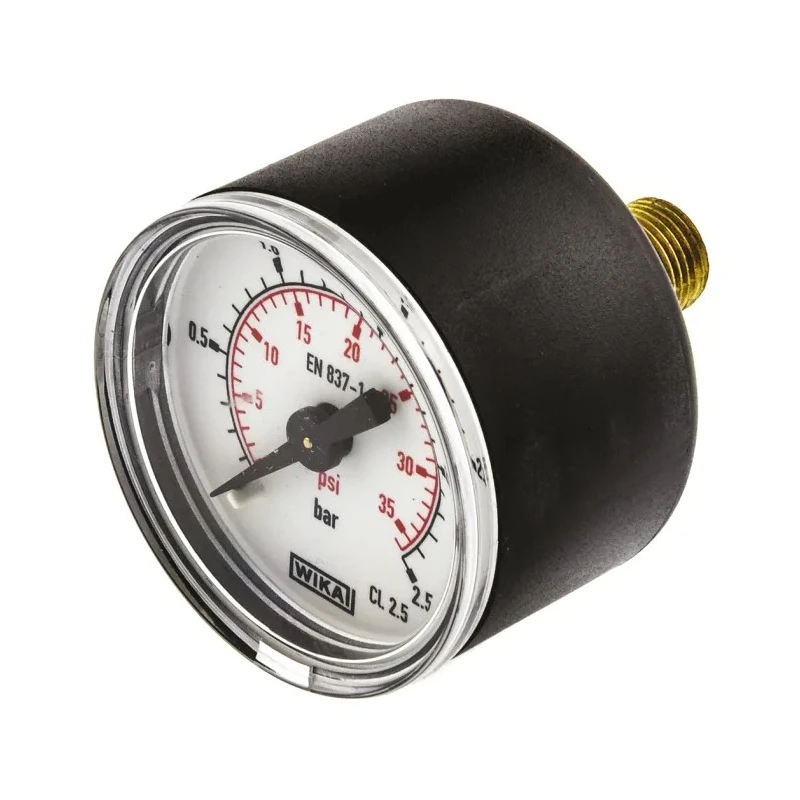 WIKA 40 mm Plastic Case Pressure Gauge 2.5 bar, White Dial, Back Entry 7833500