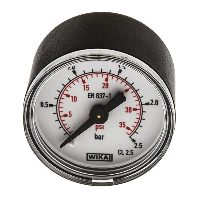 WIKA 40 mm Plastic Case Pressure Gauge 2.5 bar, White Dial, Back Entry 7833500