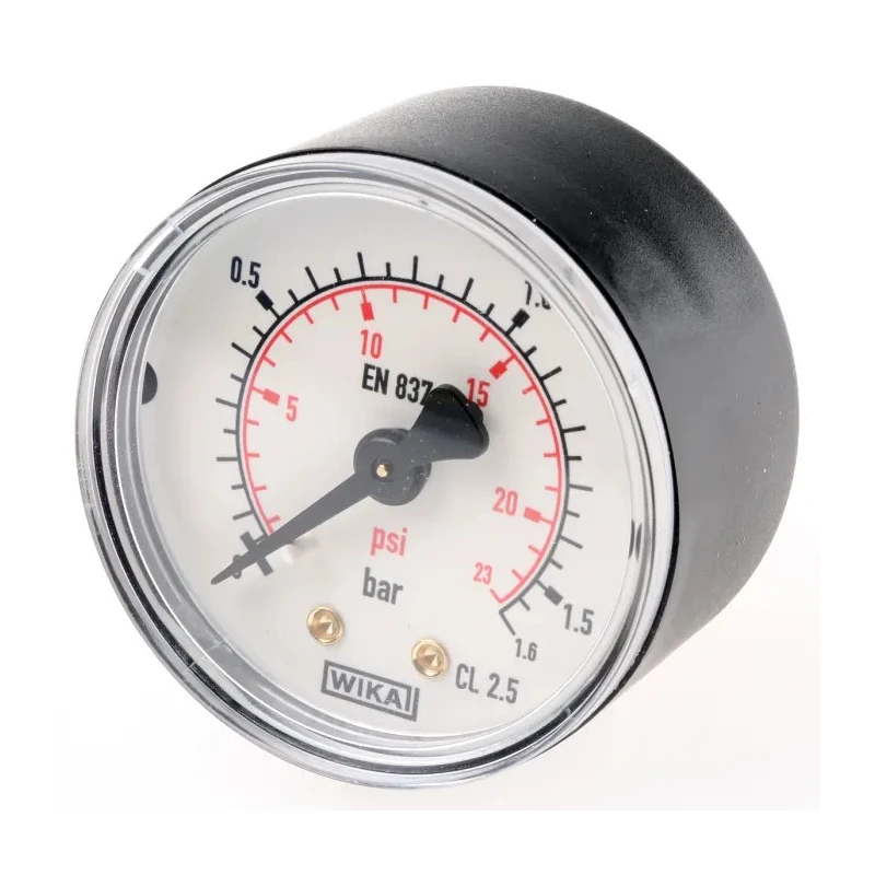 WIKA 50 mm Plastic Case Back Entry BSPT Pressure Gauge R 1/8 1.6 bar 7833586