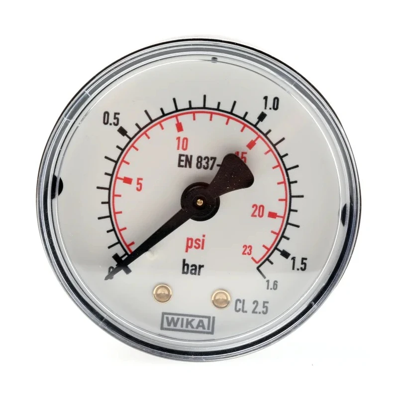 WIKA 50 mm Plastic Case Back Entry BSPT Pressure Gauge R 1/8 1.6 bar 7833586