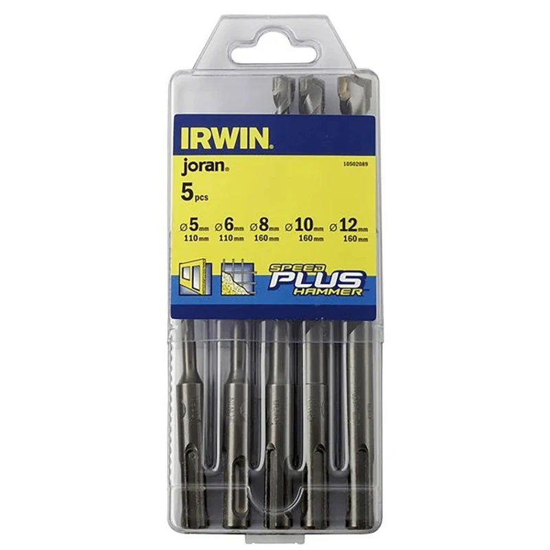 Irwin 5-Piece SDS Masonry Drill Bit Set, 5 mm Min, 12 mm Max, Tungsten Carbide 10502089