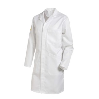 MOLINEL White Unisex Lab Coat Size L Polyester Stud Closure Reusable ESDBH65ASBLA/T3