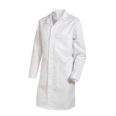 MOLINEL White Unisex Lab Coat Size L Polyester Stud Closure Reusable ESDBH65ASBLA/T3