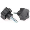 Elesa Black Technopolymer Multiple Lobes Clamping Knob Threaded Stud, 25 mm Diameter, 16 mm Thread Length 69822
