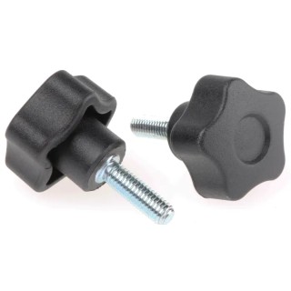 Elesa Black Technopolymer Multiple Lobes Clamping Knob Threaded Stud, 25 mm Diameter, 16 mm Thread Length 69822