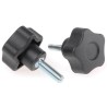 Elesa Black Technopolymer Multiple Lobes Clamping Knob Threaded Stud, 25 mm Diameter, 16 mm Thread Length 69822