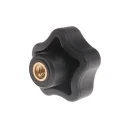 Elesa Black Polypropylene Multiple Lobes Clamping Knob M6 Threaded Through Hole 32 mm Diameter 69848