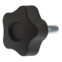 Elesa Black Technopolymer Multiple Lobes Clamping Knob Threaded Stud 32 mm Diameter 16 mm Thread Length 69851
