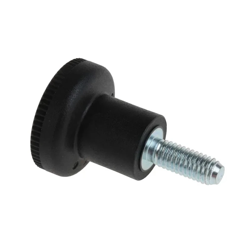 RS PRO Black Knurled Clamping Knob M6 Threaded Stud 25 mm Diameter 16 mm Thread Length 448-8892