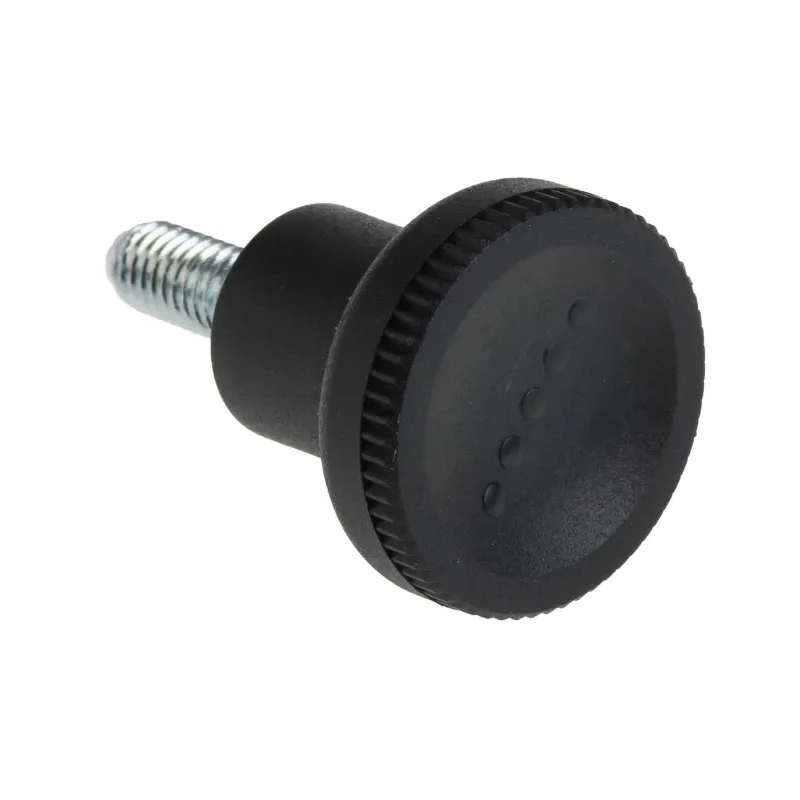 RS PRO Black Knurled Clamping Knob M6 Threaded Stud 25 mm Diameter 16 mm Thread Length 448-8892