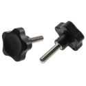 Elesa Black Fibreglass Reinforced Polyamide Based (PA) Technopolymer Multiple Lobes Clamping Knob, Threaded Stud 166383