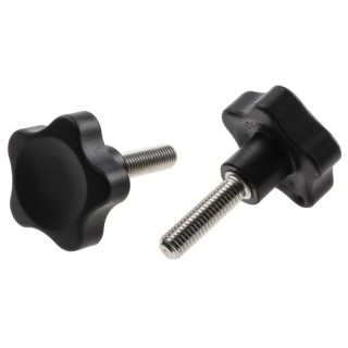 Elesa Black Fibreglass Reinforced Polyamide Based (PA) Technopolymer Multiple Lobes Clamping Knob, Threaded Stud 166383