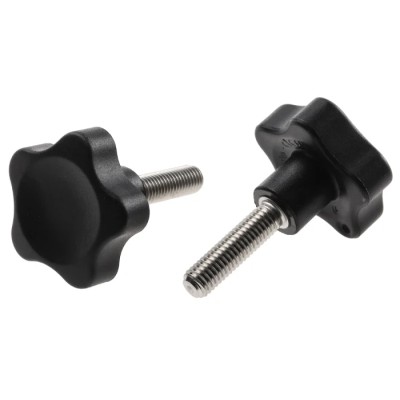 Elesa Black Fibreglass Reinforced Polyamide Based (PA) Technopolymer Multiple Lobes Clamping Knob, Threaded Stud 166383