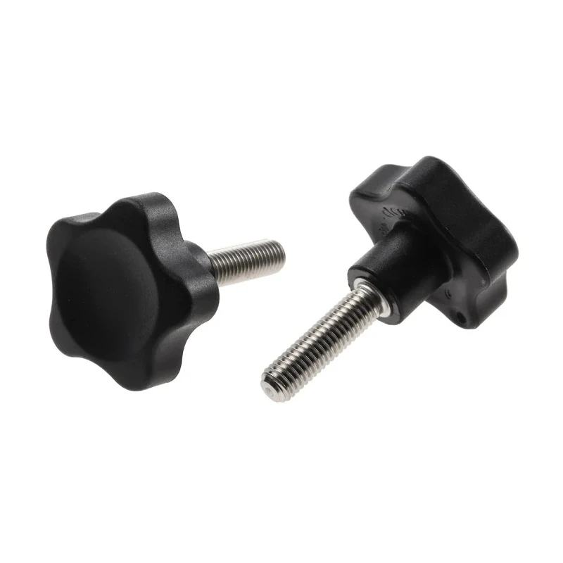 Elesa Black Fibreglass Reinforced Polyamide Based (PA) Technopolymer Multiple Lobes Clamping Knob, Threaded Stud 166383