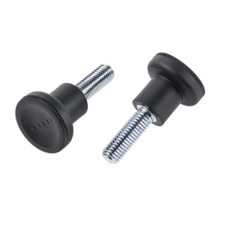 RS PRO Black Knurled Clamping Knob M10 Threaded Stud, 31 mm Diameter, 30mm Thread Length 448-8921