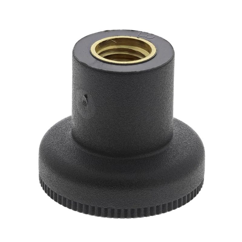 RS PRO Black Polymer Knurled Clamping Knob, M10 Threaded Hole, Brass Insert, 31 mm Diameter 448-8870
