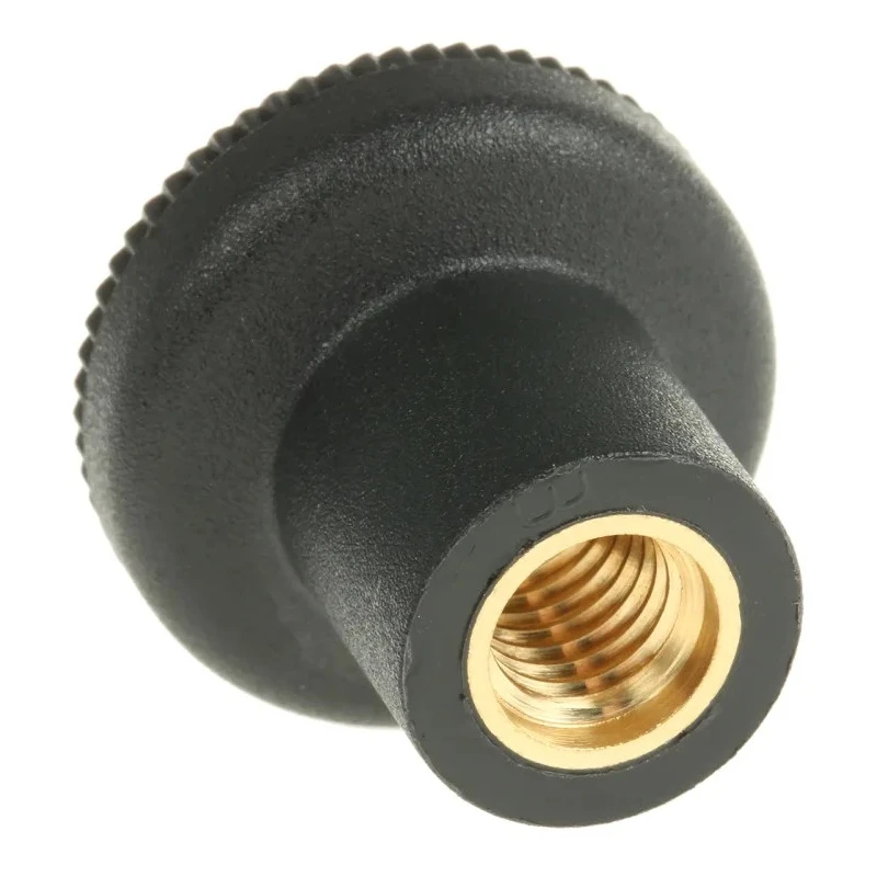 RS PRO Black Polymer Knurled Clamping Knob M8 Threaded Hole 25 mm Diameter 12mm Thread Length 448-8864