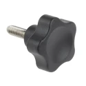 Elesa Black Fibreglass Reinforced Polyamide Based (PA) Technopolymer Multiple Lobes Clamping Knob, Threaded Stud 166263