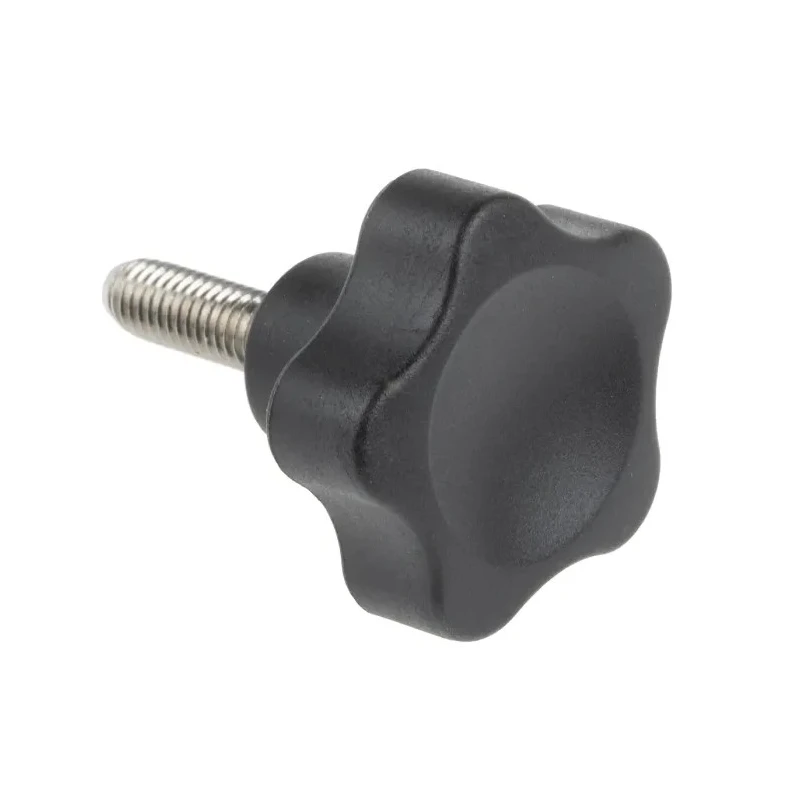 Elesa Black Fibreglass Reinforced Polyamide Based (PA) Technopolymer Multiple Lobes Clamping Knob, Threaded Stud 166263