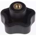 Elesa Black Technopolymer Multiple Lobes Clamping Knob Threaded Hole 32 mm Diameter 12 mm Thread Length 69843