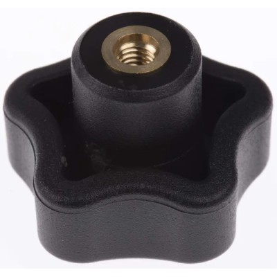Elesa Black Technopolymer Multiple Lobes Clamping Knob Threaded Hole 32 mm Diameter 12 mm Thread Length 69843