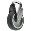 Tente Swivel Castor, 75 kg Capacity, 75 mm Rubber Wheel, 100 mm Height, Plain Bore Hub 2470PJO075P30CHC10X90