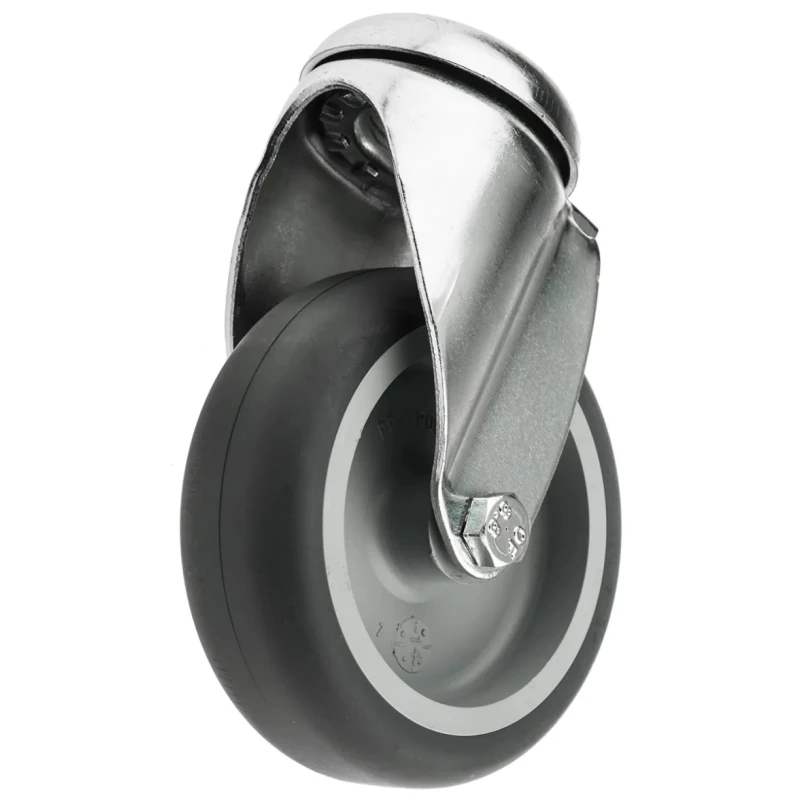 Tente Swivel Castor, 75 kg Capacity, 75 mm Rubber Wheel, 100 mm Height, Plain Bore Hub 2470PJO075P30CHC10X90