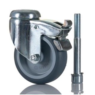 Tente Swivel Castor with 75 kg Load Capacity and 75 mm Rubber Wheel 2477PJO075P30CHC10X90