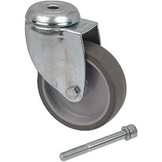Tente Swivel Castor, 80 kg Load Capacity, 100 mm Wheel Diameter, Rubber Wheel, Polypropylene Hub 2470PJO100P30CHC10X90