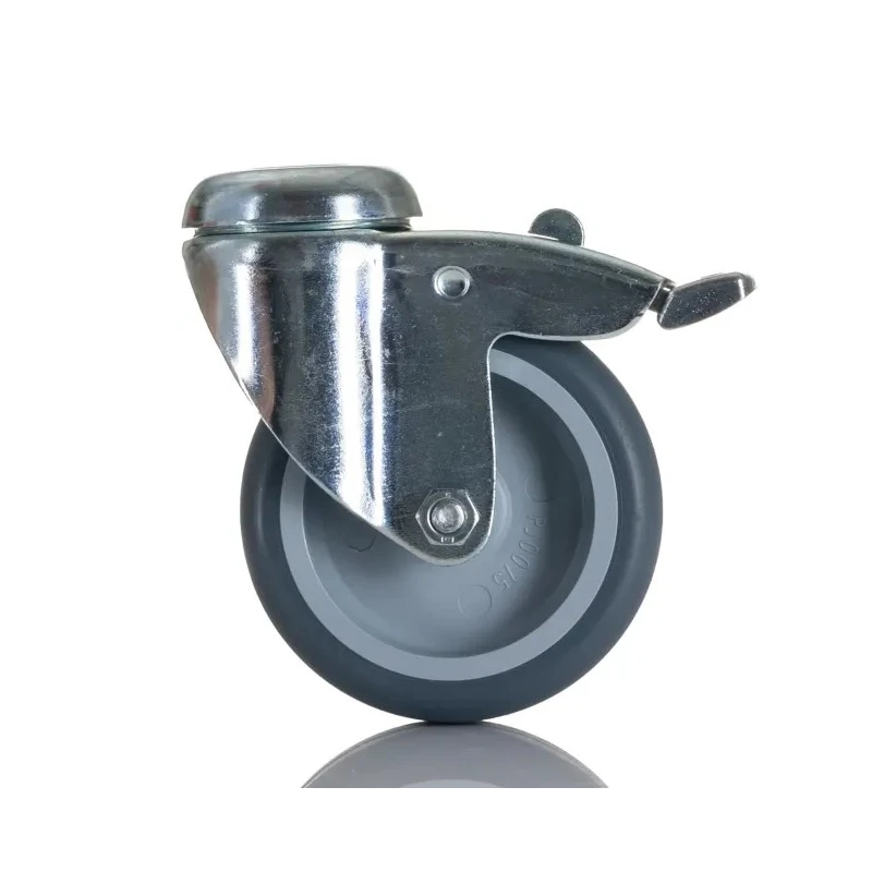 Tente Swivel Castor with 75 kg Load Capacity and 75 mm Rubber Wheel 2477PJO075P30CHC10X90
