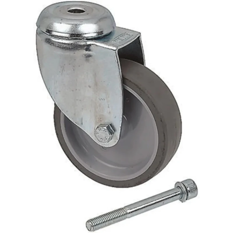 Tente Swivel Castor, 100 kg Load Capacity, 125 mm Rubber Wheel, Polypropylene Hub 2470PJO125P30CHC10X90