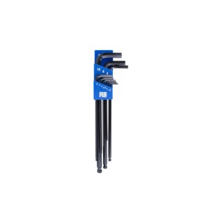 RS PRO 9 Piece L Metric Hex Key Set, Hex Size 1.5 to 10 mm, Chrome Vanadium Steel, Blackened Finish 449-9606