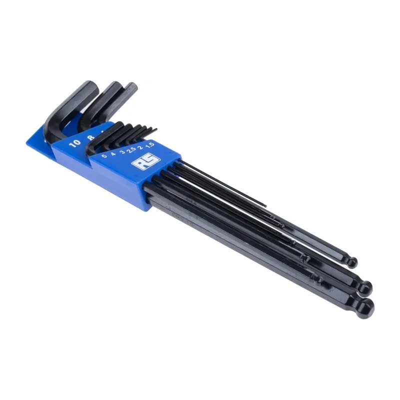 RS PRO 9 Piece L Metric Hex Key Set, Hex Size 1.5 to 10 mm, Chrome Vanadium Steel, Blackened Finish 449-9606