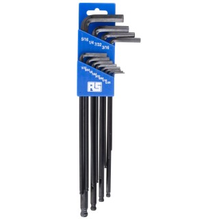 RS PRO 12 piece L Imperial Hex Key Set, Hex Size 0.05 to 7/32 in, Long Arm, Ball End, Chrome Vanadium Steel 449-9612