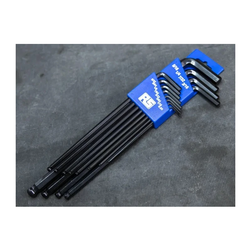 RS PRO 12 piece L Imperial Hex Key Set, Hex Size 0.05 to 7/32 in, Long Arm, Ball End, Chrome Vanadium Steel 449-9612