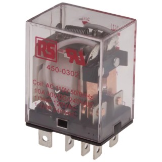 RS PRO Power Relay Plug-in DPDT 110V AC Coil 10A Switching Current 240V AC 450-0302