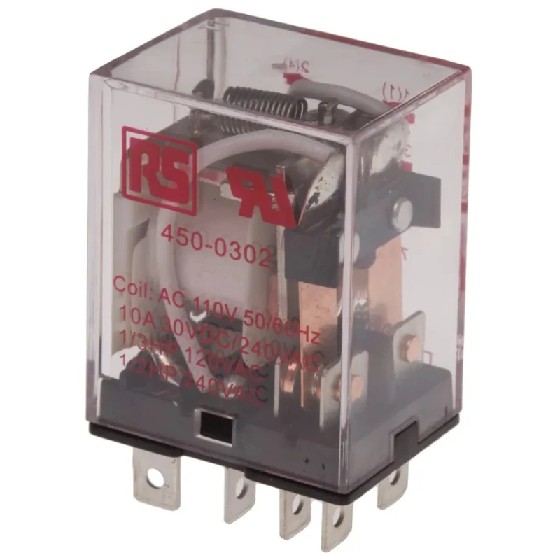 RS PRO Power Relay Plug-in DPDT 110V AC Coil 10A Switching Current 240V AC 450-0302